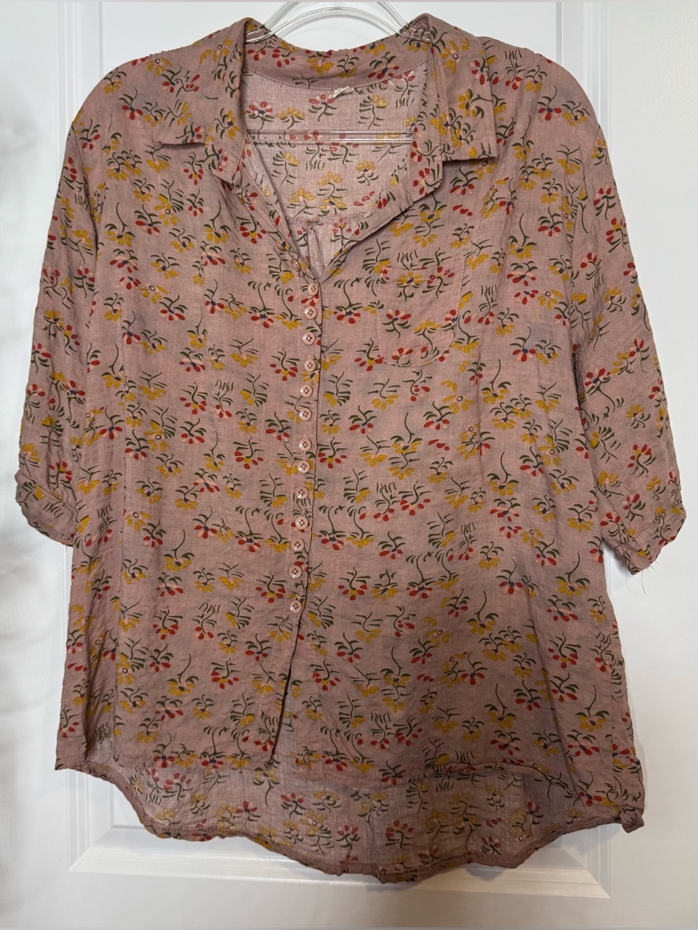 Daisy street Relaxed Button-Down Floral Shirt in Mauve summer sz xxl